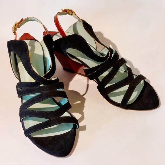 RARE Atalanta Weller red & black sculptural wedge sandal, EU40/US9.5 NWT - Picture 2 of 15